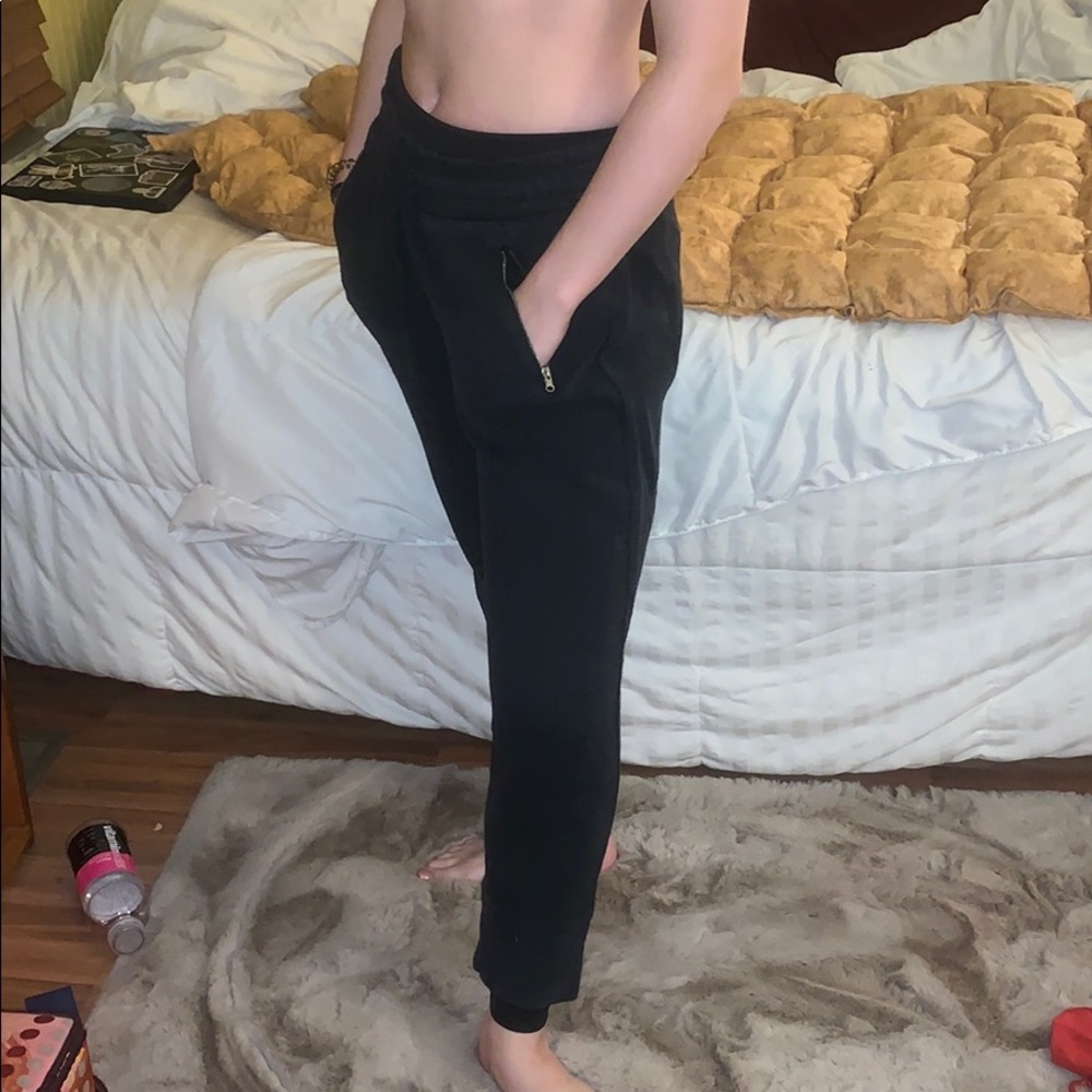 Grey Joggers with Gold Zipper Pockets